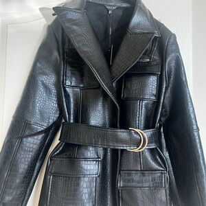 Jluxlabel black leather trench coat